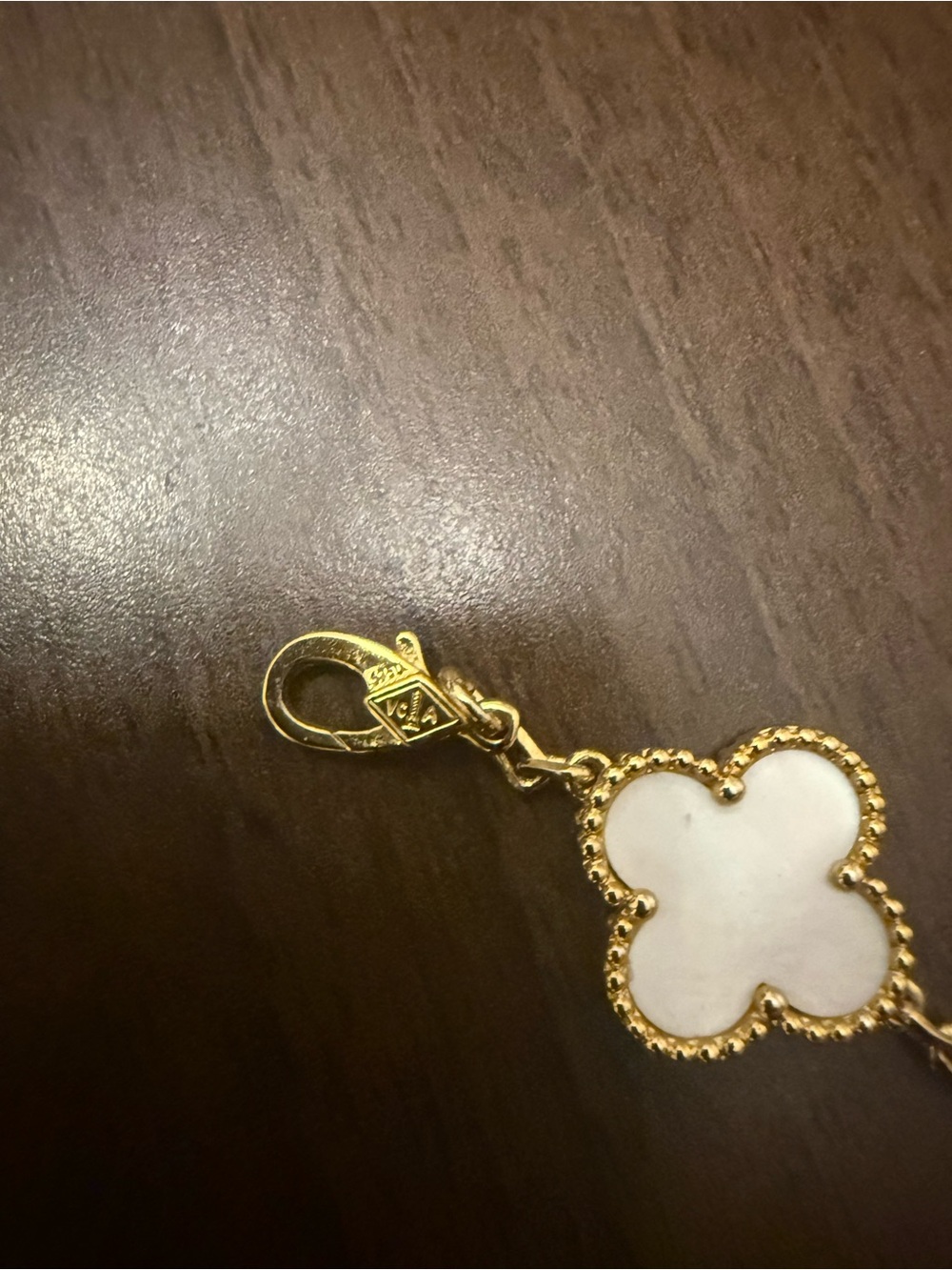 Designer Inspired Gold and White Clover Link Bracelet - Women's Jewelry - Picture 3 of 4